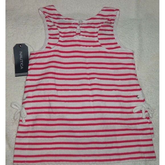 Nautica Girls size 6 Pink and White Striped Scallop Laced Tank Top - Picture 5 of 5